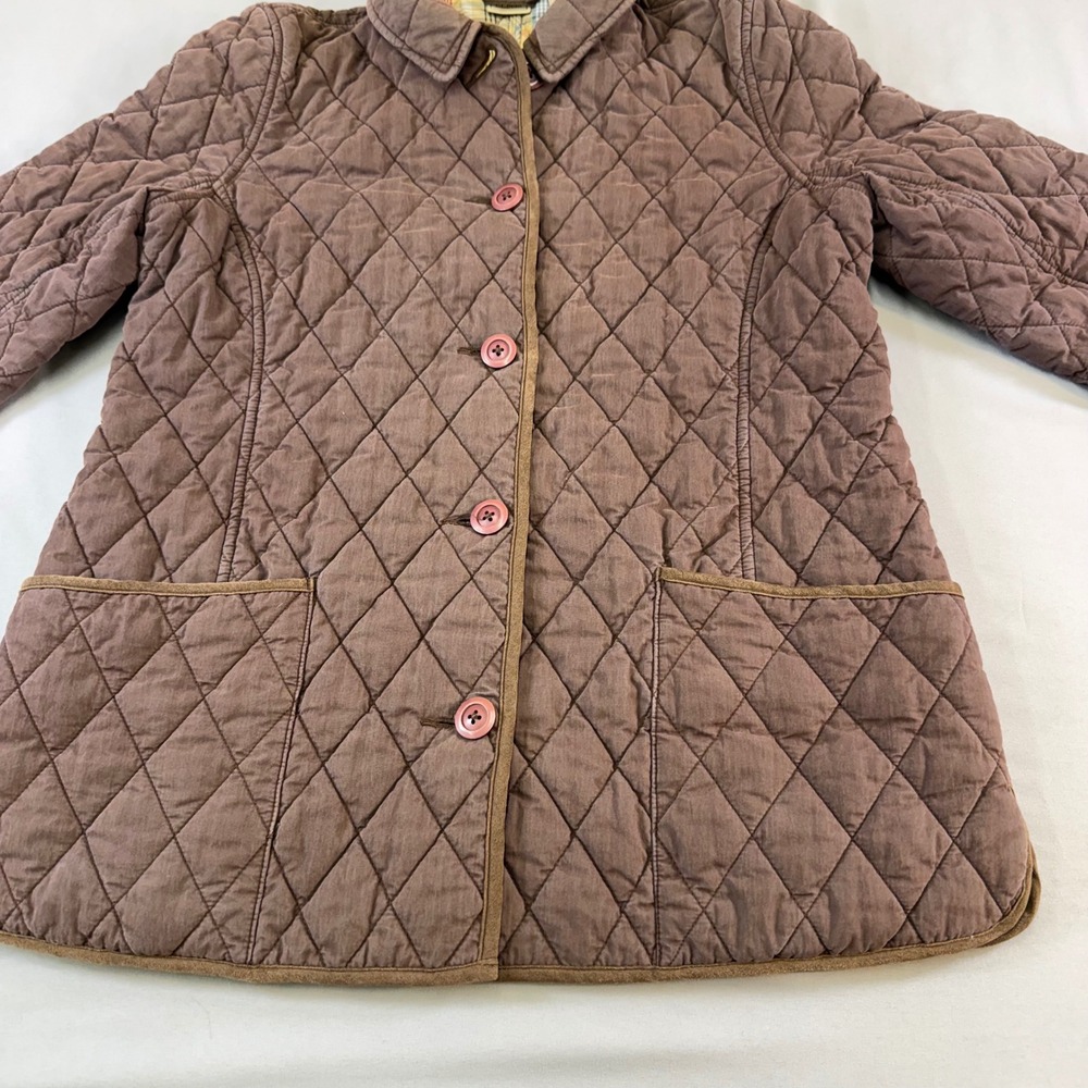 L.L. Bean Quilted Utility Jacket in Brown with Pink Accents - Picture 2 of 16